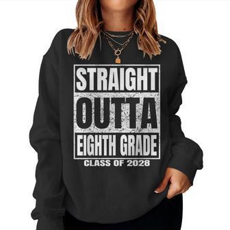Straight Outta Eighth Grade Graduation Class 2028 8Th Grade Women Sweatshirt - Monsterry