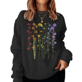 Subtle Wildflowers Lgbtq Month Rainbow Flowers Gay Pride Women Sweatshirt - Seseable