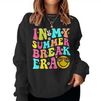 In My Summer Break Era Retro Smile Summer Break Teacher Women Sweatshirt - Monsterry
