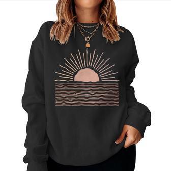 Sunrise Bohemian Desert Landscape Boho Sun Women Sweatshirt - Monsterry