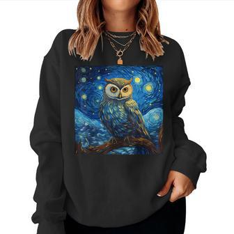 Surreal Starry Night Owl Women Sweatshirt - Monsterry DE