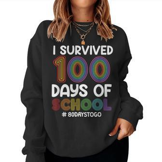 I Survived 100 Days Of School 80 Days To Go Teacher Adult Women Sweatshirt - Monsterry CA