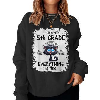 I Survived 5Th Grade I'm Fine It's Fine Everything Is Fine Women Sweatshirt - Monsterry