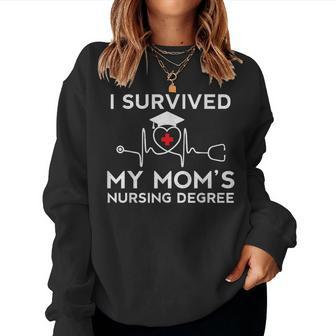 I Survived My Mom's Nursing Degree Proud Son Daughter Nurse Women Sweatshirt - Thegiftio UK