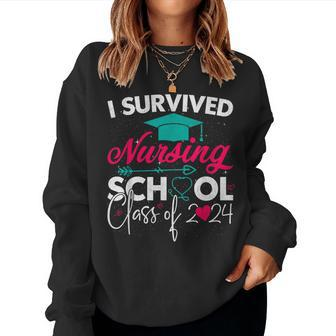 I Survived Nursing School Class Of 2024 Nurse Graduation Women Sweatshirt - Thegiftio UK