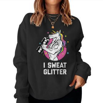 I Sweat Glitter Muscle Unicorn Workout Gym Men Women Sweatshirt - Monsterry