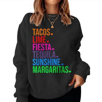 Tacos Lime Fiesta Tequila Cinco De Mayo Women Sweatshirt - Seseable