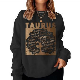 Taurus Girl African American Melanin Birthday Women Sweatshirt - Seseable