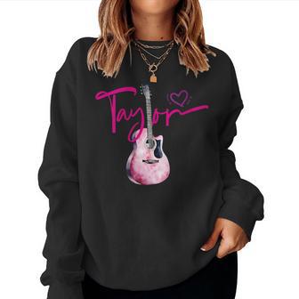 Taylor Nombre Amo A Taylor Girl Linda Guitarra Cuello Sudadera Mujer - Regaloses