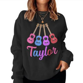 Taylor Personalized Name I Love Taylor Girl Groovy 70'S Women Sweatshirt | Mazezy