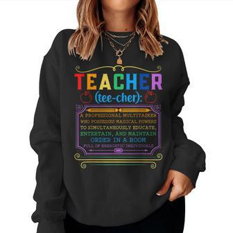 Teacher Definition Teaching School Teacher Women Sweatshirt - Seseable