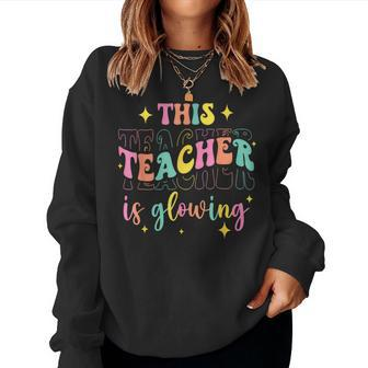 This Teacher Is Glowing Hello Summer A End Of School Women Sweatshirt - Seseable