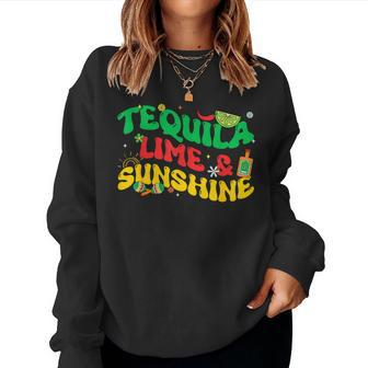 Tequila Lime Sunshine Retro Groovy Cinco De Mayo Drinking Women Sweatshirt - Monsterry AU