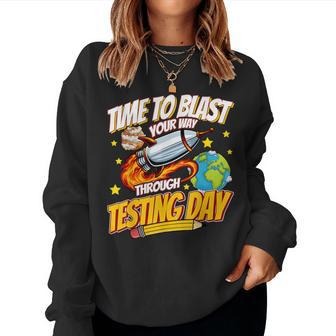 Test Day Space Rocket Galaxy Testing Day Teacher Women Women Sweatshirt - Thegiftio UK