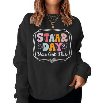 Test Staar Day You Got This Teacher Retro Groovy Testing Day Women Sweatshirt | Mazezy
