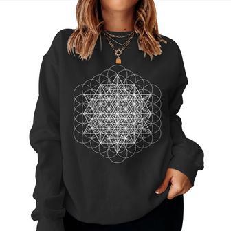 Tetrahedron And Flower Of Life Sacred Fractal Geometry Women Sweatshirt - Thegiftio UK
