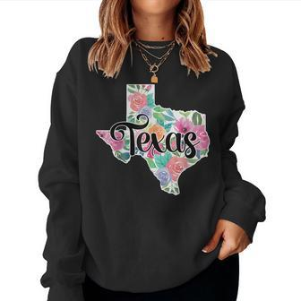 Texas Home State Pride Floral Vintage Texas Retro Flowers Women Sweatshirt - Monsterry