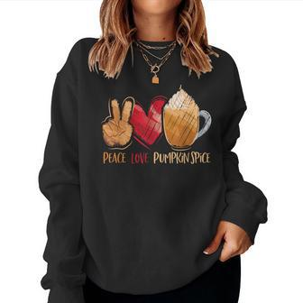 Thanksgiving Fall Peace Love Pumpkin Spice Women Sweatshirt - Monsterry