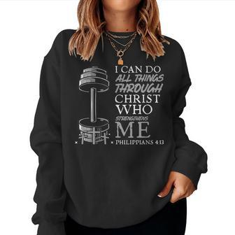 Can Do All Things Weightlifter Gym Christian Bible Verse Women Sweatshirt - Seseable