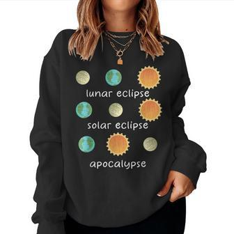 Three Eclipse To Learn Science Teacher Space Women Sweatshirt - Seseable