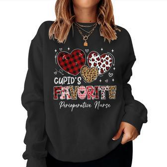 Three Hearts Cupid's Favorite Perioperative Nurse Valentine Women Sweatshirt | Mazezy