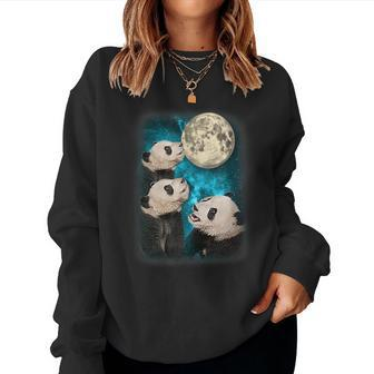 Three Pandas Howling At The Moon 3 Panda Galaxy Parody Women Sweatshirt - Thegiftio UK