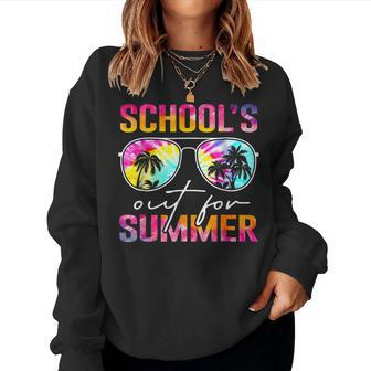 Tie Dye Schools Out For Summer Last Day Of School Teacher Women Sweatshirt - Seseable