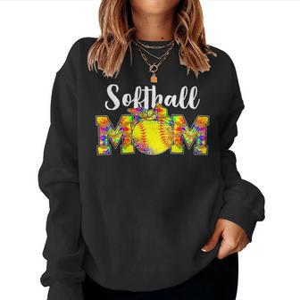 Tie Dye Softball Mom Softball Game Day Vibes Women Sweatshirt | Mazezy DE