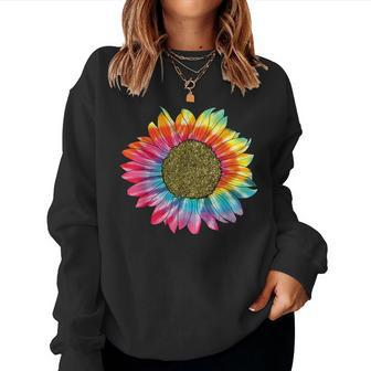 Tie Dye Sunflower Peace Love 60S 70S Hippie Retro Vintage Women Sweatshirt - Monsterry AU