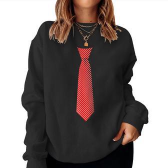 Tie Print White Red Striped Suit Children Women Sweatshirt - Thegiftio UK