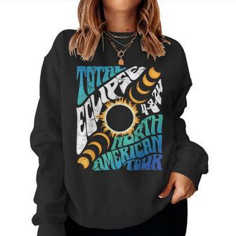 Total Eclipse 2024 Retro Groovy North American Tour Concert Women Sweatshirt - Monsterry DE