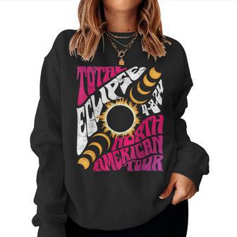 Total Eclipse 2024 Retro Groovy North American Tour Concert Women Sweatshirt - Seseable