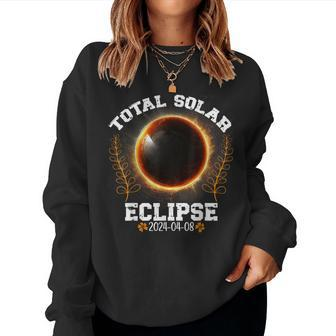 Total Solar Eclipse 2024 Flower Totality Spring 08-04-2024 Women Sweatshirt - Seseable