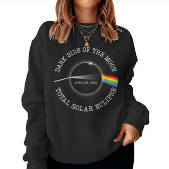 Total Solar Eclipse 2024 Rainbow Totality Dark Side Moon Women Sweatshirt | Mazezy