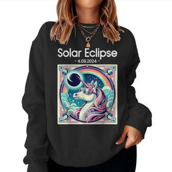 Total Solar Eclipse 2024 Totality Spring Unicorn Girl Women Sweatshirt | Mazezy
