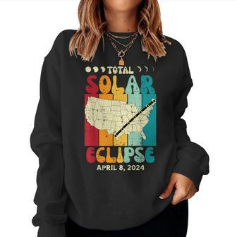 Total Solar Eclipse Usa Map Retro April 8 2024 Kid Women Sweatshirt | Mazezy