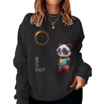Totality Panda Solar Eclipse 08042024 Cute Eclipse Girls Women Sweatshirt - Seseable