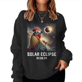 Totality Solar Eclipse 040824 Chicken Astronomy Lovers Women Sweatshirt | Mazezy