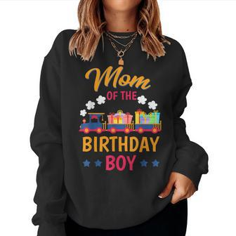 Train Bday Party Railroad Mom Of The Birthday Boy Theme Women Sweatshirt - Monsterry