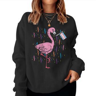 Transgender Flag Flamingo Lgbt Trans Pride Stuff Animal Women Sweatshirt - Monsterry