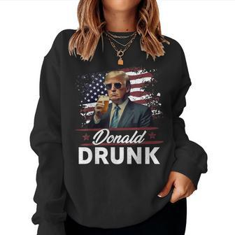 Trump 4Th Of July Drinking Presidents Donald Drunk Women Sweatshirt - Monsterry DE