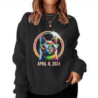 Twice In A Lifetime Total Solar Eclipse 2024 Cat Women Sweatshirt | Mazezy UK