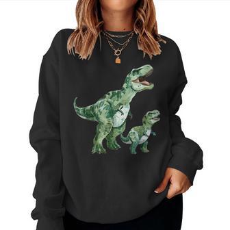 Tyrannosaurus Rex T-Rex Dino Papa Mama Und Kind Männertag Sweatshirt Frauen - Geschenkecke