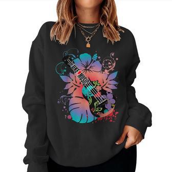 Ukulele Music And Hibiscus Flowers Uke Women Sweatshirt - Monsterry AU