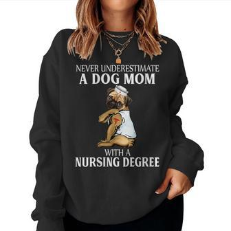Never Underestimate A Dog Mom Who With A Nursing Degree Women Sweatshirt - Monsterry UK