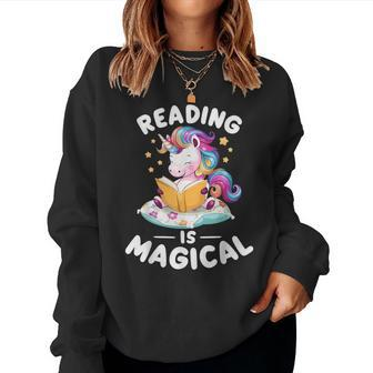 Unicorn Teacher Reading Is Magical Book Women Sweatshirt - Seseable