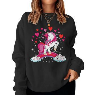 Unicorn Valentines Day Toddler Girl Love Heart Rainbow Women Sweatshirt - Thegiftio UK