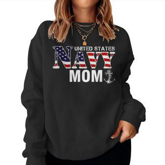 United States Flag American Navy Mom Veteran Women Sweatshirt - Monsterry DE
