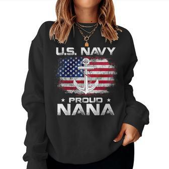 Us Navy Proud Nana With American Flag Veteran Women Sweatshirt - Monsterry