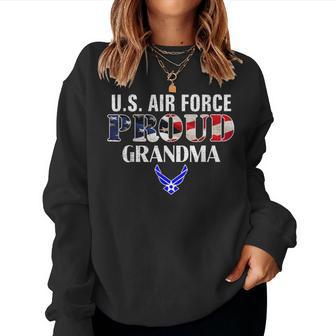 Us Proud Air Force Grandma With American Flag Veteran Women Sweatshirt - Monsterry DE